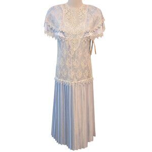 Scott McClintock Vintage NWT Size 6 Powder Blue Coquette Lace Pleat Skirt Dress